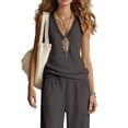 thumbnail image 1 of Two Piece Set for Women Summer Outfits Vacation Trendy Lounge Sets V Neck Matching Sets Dark Gray S, 1 of 6