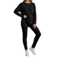 thumbnail image 1 of Two Piece Sets For Women Fall Clothing Set Warm Soft Long Sleeve Ribbed Knit Leggings Shoulder Set, 1 of 9