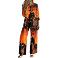 thumbnail image 1 of Two Piece Sets For Women Halloween 3/4 Sleeve Print Fall Outfits Casual Crew Neck Shirts And Pants Lounge Sets Halloween Vacation Travel Outfits, 1 of 5