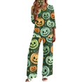 thumbnail image 1 of Two Piece Sets For Women Halloween 3/4 Sleeve Print Fall Outfits Casual Crew Neck Shirts And Pants Lounge Sets Halloween Vacation Travel Outfits, 1 of 5