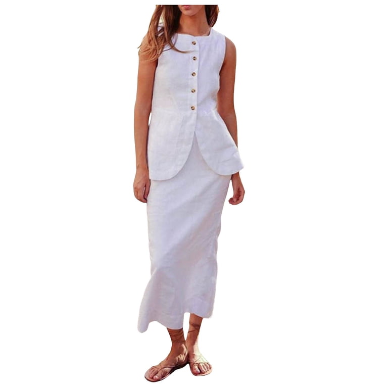 Two Piece Sets For Women Summer Old Long Vest Set Boho Maxi Skirt Set Linen Set  2 Piece Sets Going Out - Walmart.com