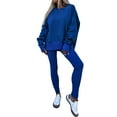 thumbnail image 1 of Two Piece Sets Solid Sweatsuits for Womens Fleece Cotton Pullover Sweater Blouses Long Sleeve Sweatshirt Tops Tummy Control High Waisted Yoga Leggings Workout Running Gym Tights Leggings, 1 of 7