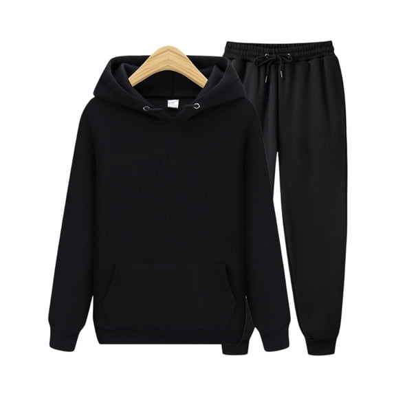 Two Piece Sets for Women Casual Loose Long Sleeve Shirts and High Waisted Drawstring Shorts Tracksuit Fall Outfits, Solid Color Fashion Hoodie Sweatshirt,Black,L