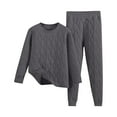 thumbnail image 1 of Two Piece Sets for Women Fall Outfits New Quilted Pajamas Sets for Women Winter Warm Thermal Long Sleeve Sleepwear Comfy Soft Pjs Two Piece Loungewear Outfits Dark Gray M, 1 of 3