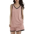 thumbnail image 1 of Two Piece Sets for Women – Flattering Pajama Sets with Comfy Fit for Home Office or Spa Day Retreats Women's Summer Ice Silk Ribbed Padded Vest With Plus Size Thin And Comfortable & Sleepwear Set, 1 of 9