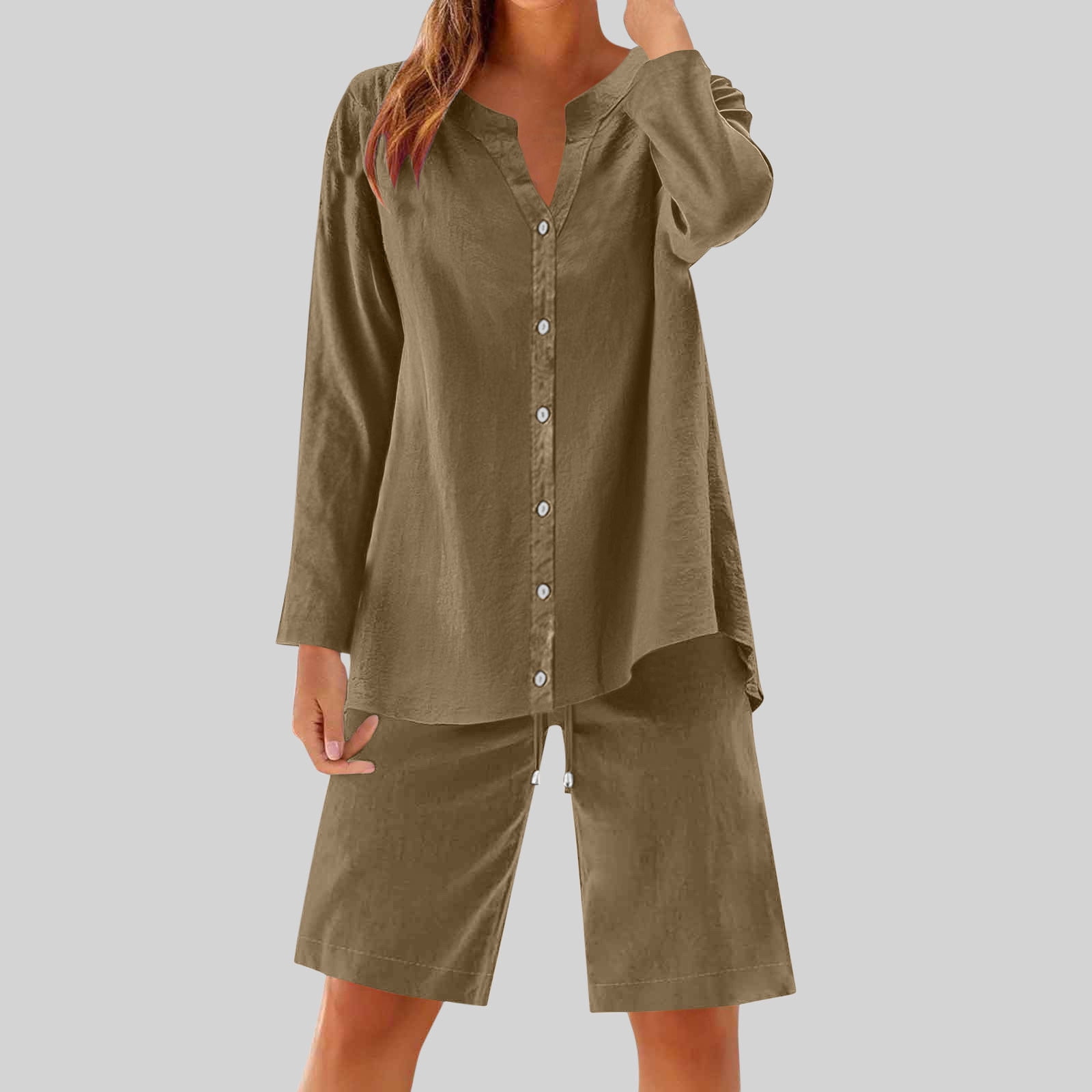 Two Piece Sets for Women Linen Matching Sets Women Clothing Long Sleeve — free download