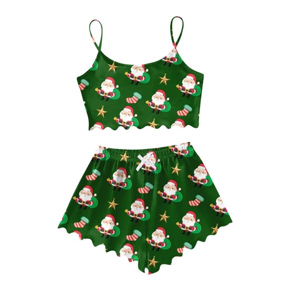 Two Piece Sets for Women – Modal Lounge Sets with Button Up Top and Pajama Shorts for Summer Lightweight Comfort Women's Snowman Print Sleeveless Vest & Shorts Set Lightweight Sleepwear Two Piece