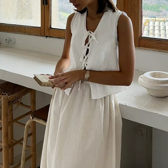 Two Piece Sets For Women Summer Old Long Vest Set Boho Maxi Skirt Set Linen Set 2 Piece Sets For Women Going Out Work Skirt Suits for Women Size N Dress Long Satin Long Evening Gown plus plus Size