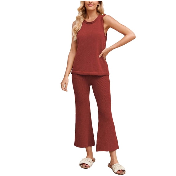 Two Piece Sets for Women Summer Vacation Travel Outfits Business Casual Outfits Matching Sets Women Clothing Outdoor Lightweight Loungewear Fashion Streetwear 2026 Red L