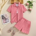 thumbnail image 1 of Two Piece Sets for Girls 8-12 Years Short Sleeve Shirts and Shorts Outfits Toddlers Kids Solid Pleated Lightweight Loose Going-Out Suits Set, 1 of 8