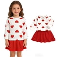 thumbnail image 1 of Two Piece Sets for Girls Long Sleeve Heart Sweatshirt and Skirt Sets Girls Spring Outfits 5-6 Years Girl Clothes, 1 of 5