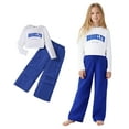 thumbnail image 1 of Two Piece Sets for Girls Long Sleeve Letter Print T-Shirt Top and Cargo Pants Set Girls Spring Outfits Cute Girls Outfits 7-8 Years, 1 of 4