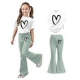 thumbnail image 1 of Two Piece Sets for Girls Short Sleeve Heart T-Shirt Top and Flared Pants Sets Girls Spring Outfits Cute Girls Clothes 11-12 Years, 1 of 5