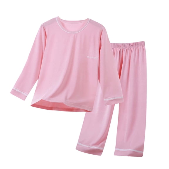 Two Piece Sets for Grils Crew Neck Long Sleeve Tops and Elastic Waist Pants Cute Comfy Soft Lounge Kid Outfit Set 1-15 Years