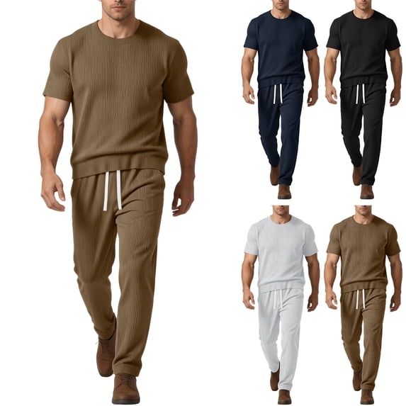 Two Piece Sets for Men Ice Silk Pants for Summer Thin And Trendy Loose And Hanging Men's Breathable Casual Pants Sports Suit for Men Black L