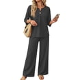 thumbnail image 1 of Two Piece Sets for Women 3/4 Length Sleeve Lounge Sets Summer Spring Vacation Travel Outfits Fashion Clothing Gray XL, 1 of 5