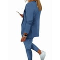 thumbnail image 1 of Two Piece Sets for Women Dressy Suits Long Sleeve Blazer Sets Tapered Suits Business Professional Outfits Denim Blue M, 1 of 7