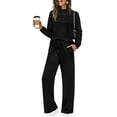 thumbnail image 1 of Two Piece Sets for Women Fall Outfits Long Sleeve Lounge Sets Side Slit Wide Leg Pants Black XXL, 1 of 7