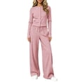 thumbnail image 1 of Two Piece Sets for Women Fall Outfits Striped Button Long Sleeve Cardigan Tops and Elastic Waist Pants Lounge Set Sweatsuits, 1 of 6