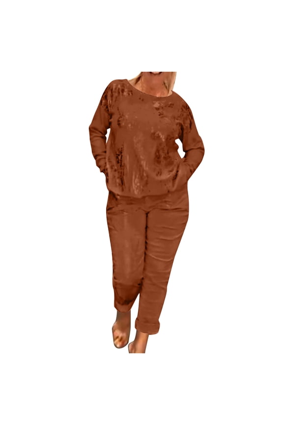 Two Piece Sets for Women Fall Plus Size Leisure Long Sleeved Pants Set Two Piece Set