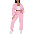 thumbnail image 1 of Two Piece Sets for Women Fall Plus Size New Solid Color Hatless Long Sleeve Top Two Piece Set, 1 of 8
