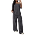 thumbnail image 1 of Two Piece Sets for Women Going out Round-Neck Short Sleeve And Long Pants Casual 2PC Sets, 1 of 6