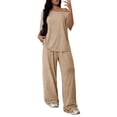 thumbnail image 1 of Two Piece Sets for Women Going out Round-Neck Short Sleeve And Long Pants Casual 2PC Sets, 1 of 7