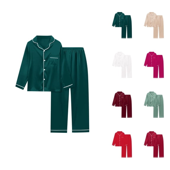 Two Piece Sets for Women – Linen Sleepwear Sets & Lounge Sets for Women Women's Satin Solid Long Sleeve Pajama Set Comfort Loungewear