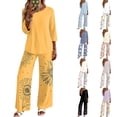 thumbnail image 1 of Two Piece Sets for Women Lounge 3/4 Length Sleeve Womens Tops Graphic Pants Summer Outfits Yellow S, 1 of 6