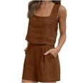 thumbnail image 1 of Two Piece Sets for Women Outfits Summer Sets Sleeveless Tank Tops and Pockets Shorts Sports Lounge Set, 1 of 7