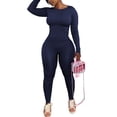 thumbnail image 1 of Two Piece Sets for Women Outfits Track Suits Long Sleeve Top Jogger Legging Pants Lounge Workout Sets for women Navy Blue XL, 1 of 5