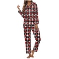 thumbnail image 1 of Two Piece Sets for Women – Sexy Pajama Sets & Hospital Recovery Pajamas Women's Christmas Printed Button Pocket Long Sleeved Pants Home Sleepwear Set, 1 of 4