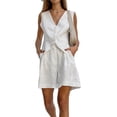 thumbnail image 1 of Two Piece Sets for Women Summer 2025 Button Down Suit Vest Tops High Waisted Shorts Business Casual Outfits White S, 1 of 9