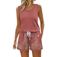 thumbnail image 1 of Two Piece Sets for Women Summer Lounge Short Sets Tank Square Neck Sleeveless Sweatsuit Drawstring Elastic Waist Shorts with Pockets 2Xl, 1 of 4