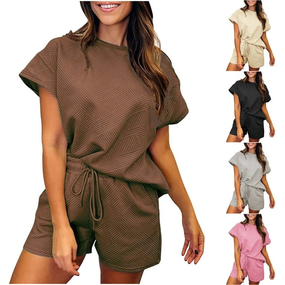 Two Piece Sets for Women Summer Plus Size Fashion Solid Color New Casual Sports Long Sleeved Top And Shorts Set