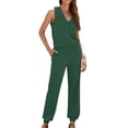 thumbnail image 1 of Two Piece Sets for Women Summer Plus Size Fashion Solid Color Sleeveless V Neck Top + Casual Pants Suit Set Two Piece Set, 1 of 8