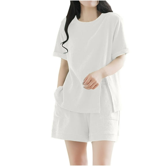 Two Piece Sets for Women Summer Plus Size Fashion Suit Short Sleeve Color Trousers Casual Two-Piece Suit