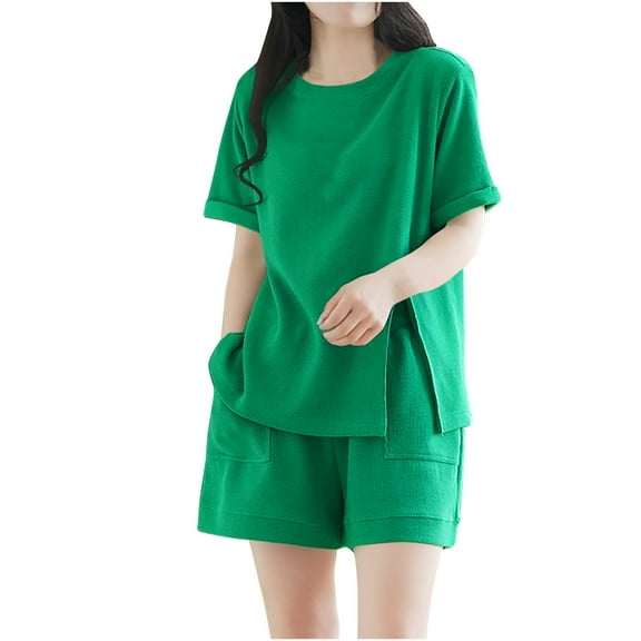 Two Piece Sets for Women Summer Plus Size Fashion Suit Short Sleeve Color Trousers Casual Two-Piece Suit