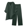 thumbnail image 1 of Two Piece Sets for Women Summer Plus Size Fashion Two Piece Solid Color Cotton And Linen Loose Casual Suit, 1 of 9