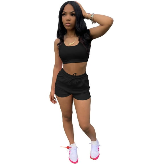 Two Piece Sets for Women Summer, Sweat Shorts & Strapless Tube Tops for Women, Bandeau Tops & Sweatshorts