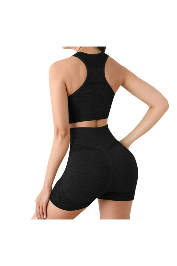 Two Piece Sets for Women Yoga Sporstwear Seamless Sports Bra Tops with Shorts Gym Tracksuit Workout Set for Womens