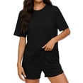 thumbnail image 1 of Two Piece Short Sets for Women Casual Summer Pajama Set Short Sleeve Crew Neck Lounge Matching Set, 1 of 6