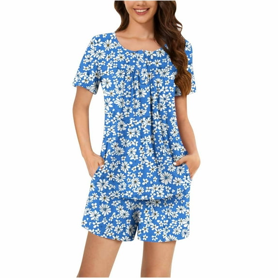 Two Piece Short Sets for Women Loose Fitting Pajams Sets Lightweight Plus Size Loungewear Sets Woman's Pajamas Sets