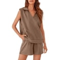 thumbnail image 1 of Two Piece Short Sets for Women Sleeveless Matching Lounge Set V Neck Tops and Drawstring Shorts Summer Outfits, 1 of 5