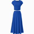 thumbnail image 1 of Two Piece Skirt Set for Women 2026 Summer Spring Dressy Casual Knit Travel Vacation Matching Lounge Outfits, 1 of 5