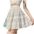thumbnail image 1 of Two Piece Skirt Set for Women Elegant Solid Lace Preppy High Waist Layered Cake Skirt Womens Summer Outfits White L, 1 of 7