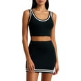 thumbnail image 1 of Two Piece Skirt Set for Women Knitted Color Block Tennis Skirt and Texture Outdoor Sports Suit Womens Summer Outfits Black L, 1 of 5