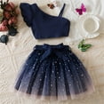 thumbnail image 1 of Two Piece Skirts Outfits Sets for Girls Size 3-8 Cute One Shoulder Tank Tops and Sequins Tulle Tutu-Skirt Solid Going-Out Birthday Set, 1 of 8