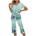 thumbnail image 1 of Two Piece Sleepwear for Women Floral Print Lounge Set Loose Fit Oversized Lounge Set Women Pajama Sets, 1 of 5