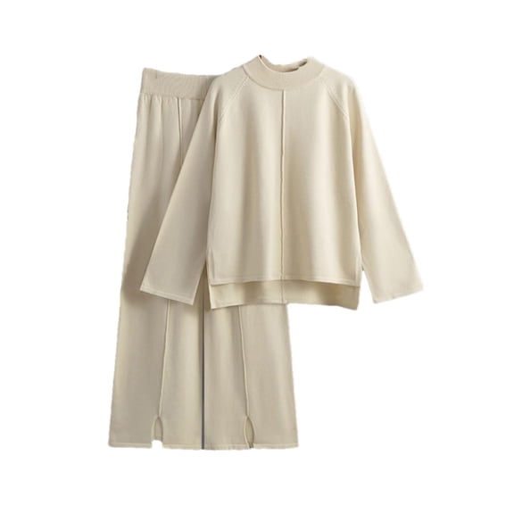 Two Piece Summer Outfit Womens Summer Outfit Clothing Set Female Round Neck Sleeveless Tops Pants Sets Trousers Pant Style S_508 Women's Tracksuits Beige One Size